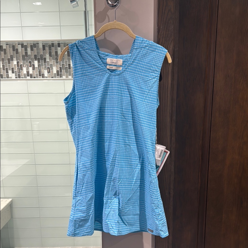 Blue Checkered Sleeveless Summer Tunic